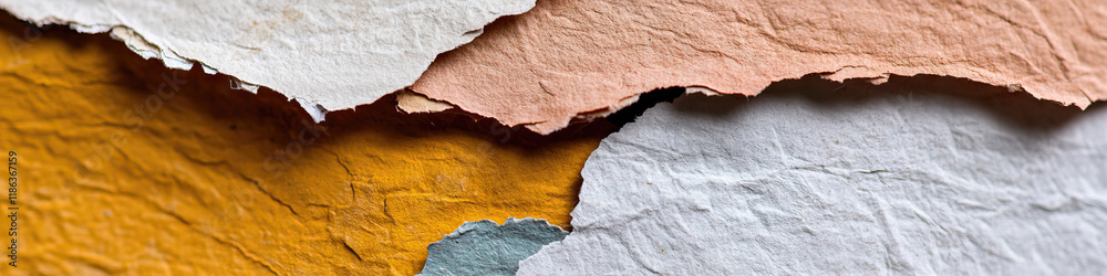 Fototapeta premium Overlapping Sheets of Textured Handmade Paper