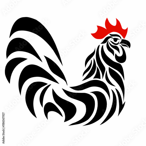 illustration vector graphic of tribal art design tattoo abstract black rooster