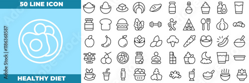 Healthy Diet Line Editable Icons set