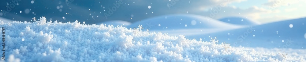Obraz premium Snowflakes gently settle on a blanket of snow, serenity, frozen dunes
