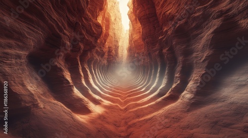 Serene Canyon Interior with Wavy Stratifications and Soft Lighting photo