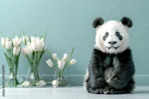 Playful panda photo