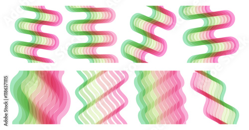 Abstract wavy background made of many overlapping stripes and with dynamic effect. Modern screen design for mobile app and website. 3D vector illustration for brochure, banner, flyer or presentation.