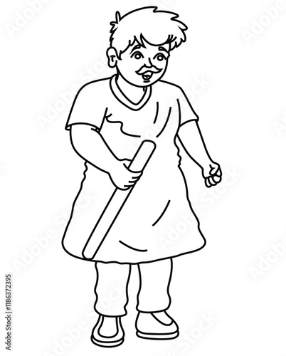 Cute cartoon hand drawn vector watchman coloring age,