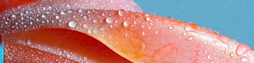 Close-up Photograph of Dew-Covered Coral Petal Close-up Photograph of Dew-Covered Coral Petal