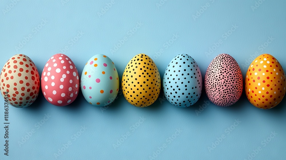 On Easter Monday, a border showcases a variety of eggs, each adorned with unique designs On Easter Monday, a border showcases a variety of eggs, each adorned with unique designs