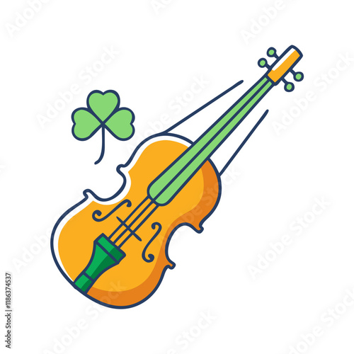 irish fiddle vector icon, patrick’s day vector illustration - simple illustration of irish fiddle perfect for logos, and patrick’s day -themed designs.