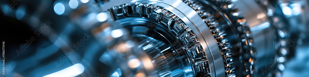Fototapeta premium Close-up of Precision Engineered Metallic Gear System