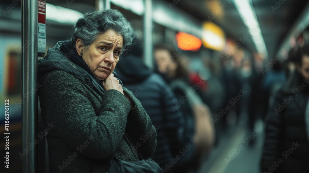 Woman Appears Unwell on Subway Train Woman Appears Unwell on Subway Train
