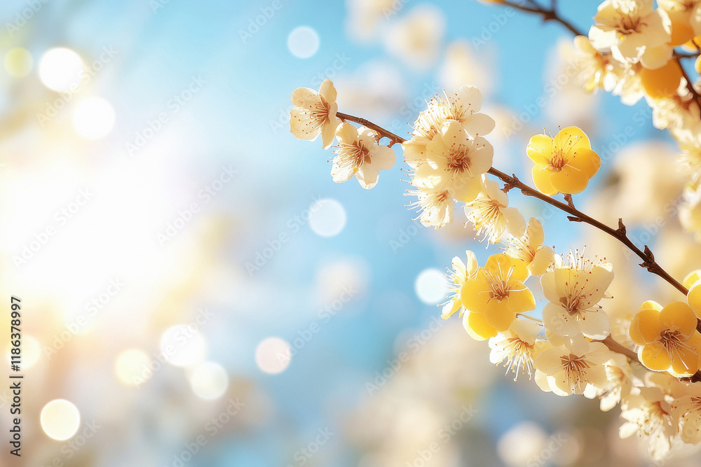 Spring blossom background. Beautiful nature scene with blooming tree and sun flare. Spring blossom background. Beautiful nature scene with blooming tree and sun flare.