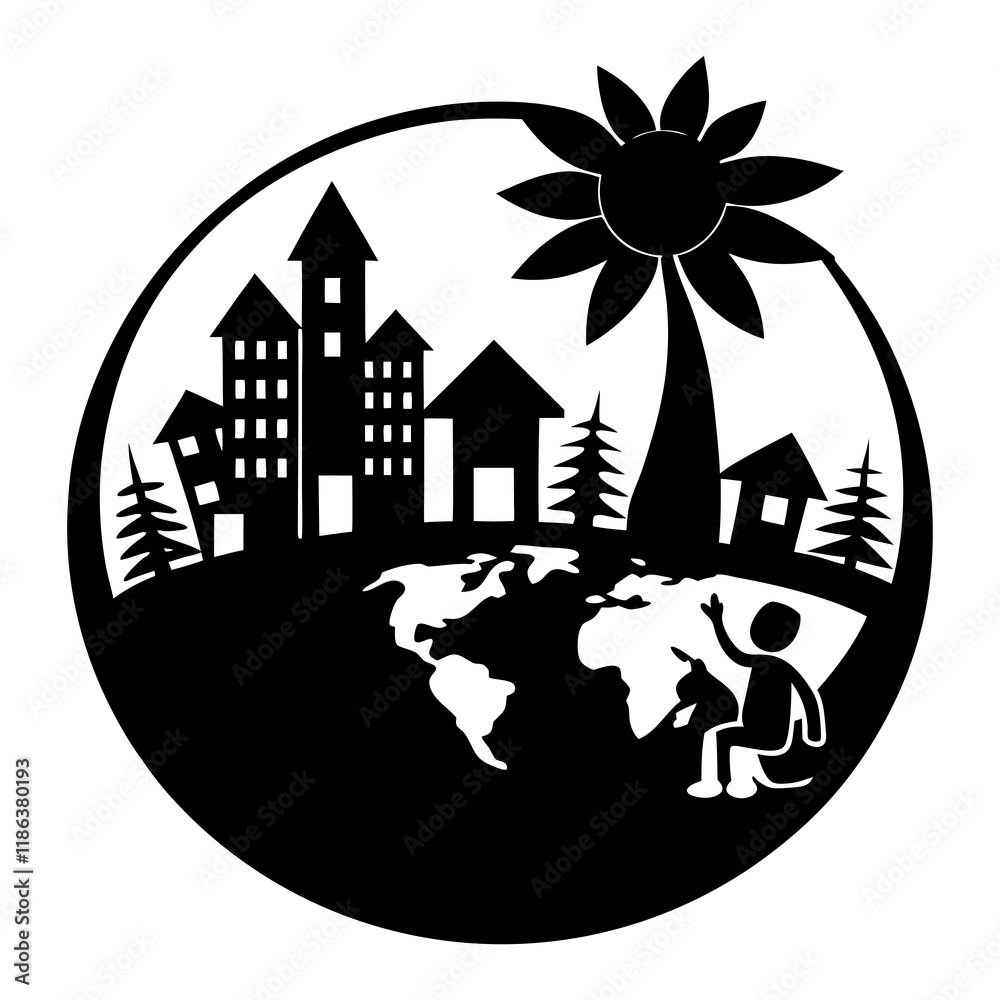 Inclusive World vector silhouette