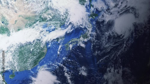 Zooming in on Takamatsu, Japan frome space - Perfect for Travel Intros and Backgrounds. Realistic 3D Animation.