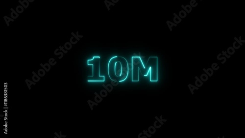 Abstract Glowing Neon Light 10 Millions Letter Icon Animation.Think you drop shadow on the 10M followers numbers. photo