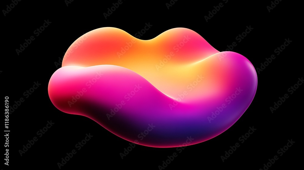 Dynamic Holographic Blob in Bright Shades Melting into Liquid Form Against Black Background Dynamic Holographic Blob in Bright Shades Melting into Liquid Form Against Black Background