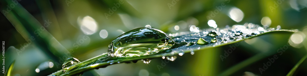 Water Droplet on Blade of Grass with Background Bokeh Water Droplet on Blade of Grass with Background Bokeh