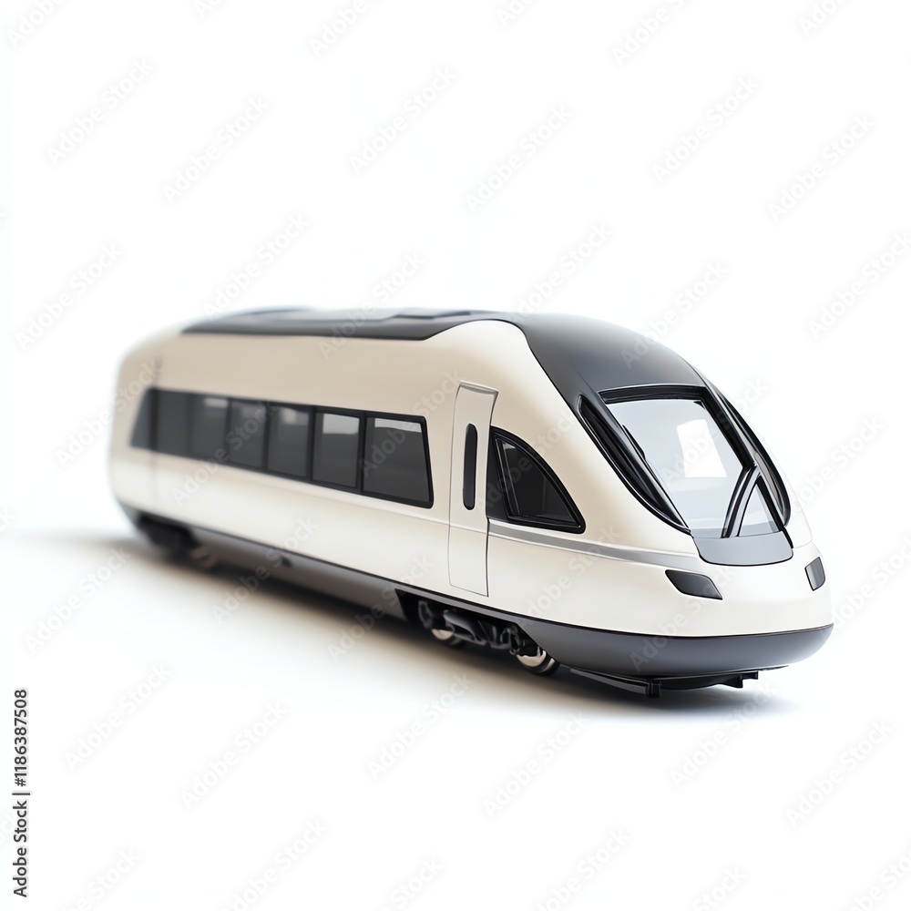 Model train on a white isolated background showcasing modern design. Model train on a white isolated background showcasing modern design.