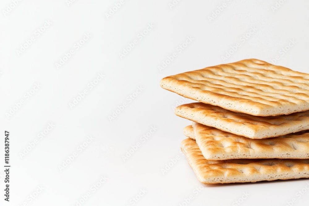 Isolated pieces of unleavened Matzah bread on a white background Isolated pieces of unleavened Matzah bread on a white background