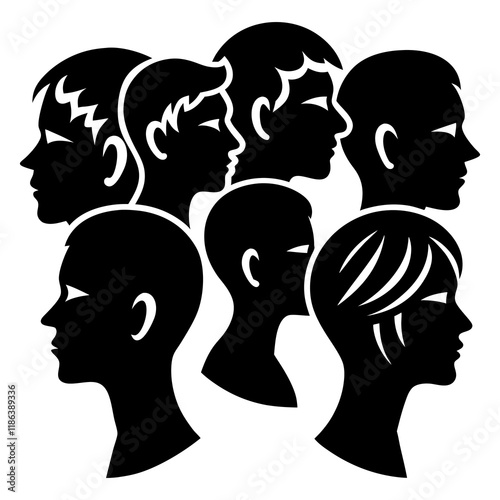 Faces of Understanding vector silhouette