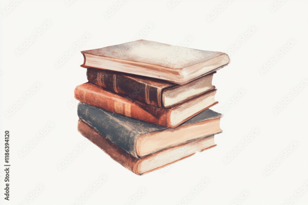 Old Leather-Bound Books Stacked Together on a Plain Background Highlighting Their Vintage Charm and History Old Leather-Bound Books Stacked Together on a Plain Background Highlighting Their Vintage Charm and History