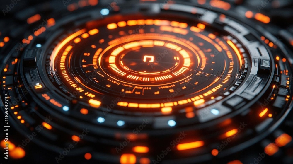 Abstract Futuristic Glowing Orange Technology Interface Background Abstract Futuristic Glowing Orange Technology Interface Background
