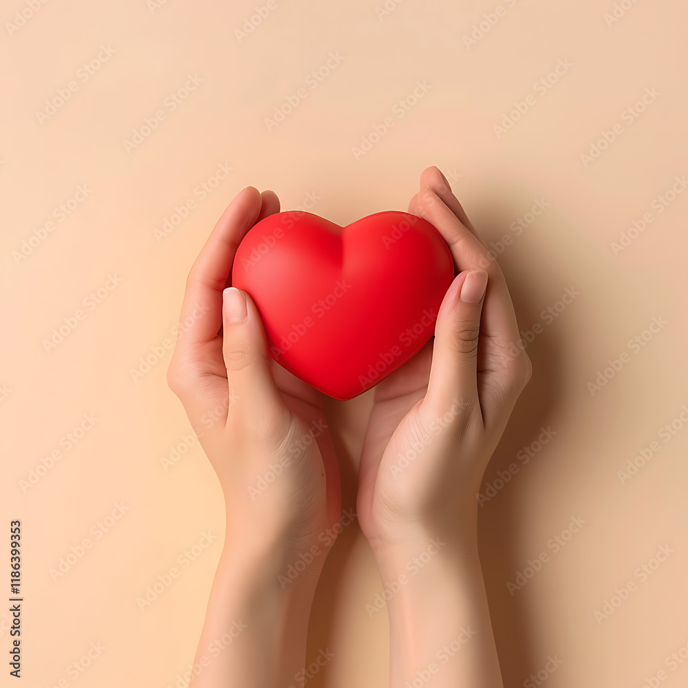 Hands holding a red heart Hands holding a red heart
