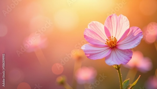 Soft mallow petals against a warm sunny background, delicate, soft, flowers