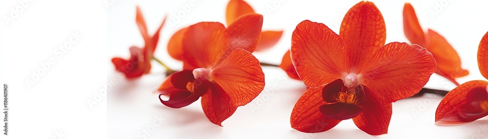 Red orchid flowers on a white isolated background. Red orchid flowers on a white isolated background.