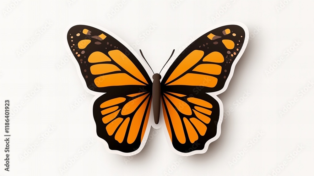 Obraz premium Vibrant monarch butterfly illustration on a white background. A striking image of nature's beauty.