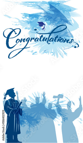 Graduation in silhouette in water color painting