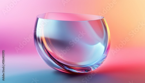 Digital Rendering Of Gradient Transparent Curved Glass: A Stunning Visualization Of Modern Design And Technology. A Sophisticated And Realistic 3d Image. photo