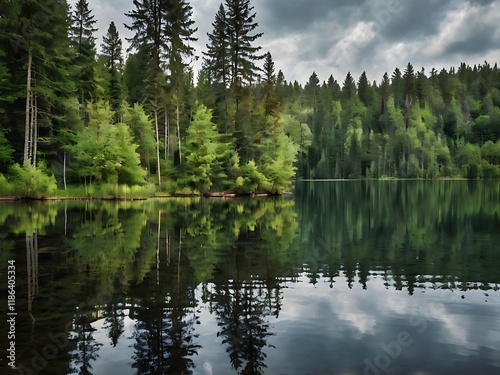 A beautiful landscape view of forest lake view of reservoir