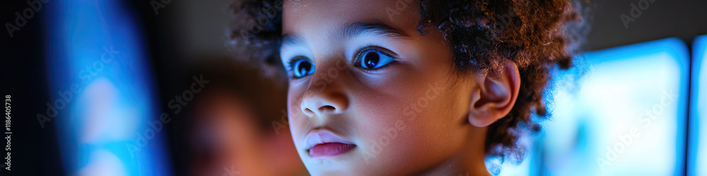 Naklejka premium Young Child Viewing Digital Screen