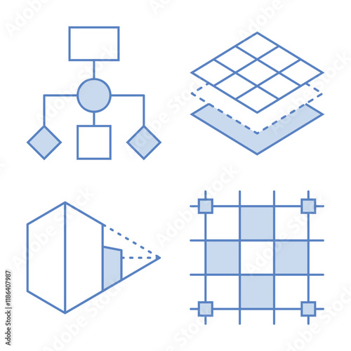 Bold Line Icons with Perspective in Space