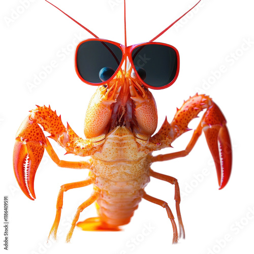 Funny Crayfish Dancing in Large Sunglasses Creating a Whimsical and Entertaining Scene photo