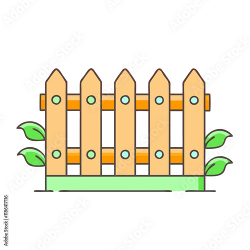 garden fence vector icon, spring vector illustration - simple illustration of garden fence perfect for logos, and spring -themed designs.