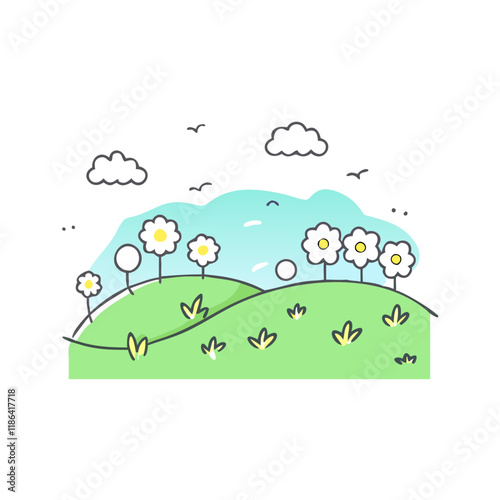 meadow vector icon, spring vector illustration - simple illustration of meadow perfect for logos, and spring -themed designs.