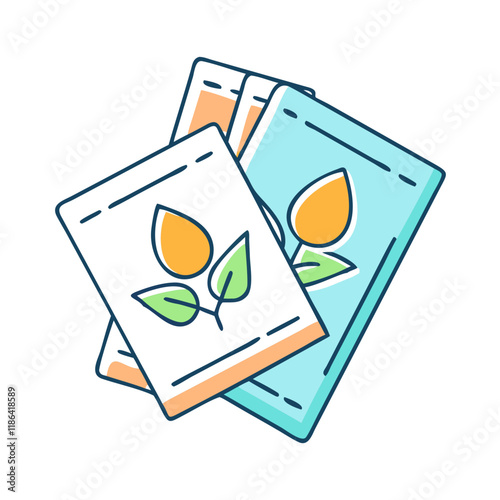 seed packets vector icon, spring vector illustration - simple illustration of seed packets perfect for logos, and spring -themed designs. photo