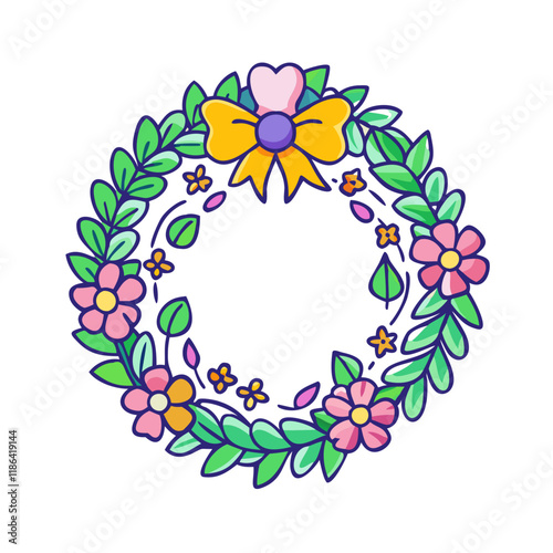 spring wreath vector icon, spring vector illustration - simple illustration of spring wreath perfect for logos, and spring -themed designs. photo