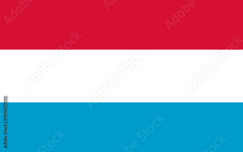 Luxembourg flag. Red, white and blue symbol of national pride and cultural heritage. Close-up. Design for printing, souvenirs, gifts, important events and holidays, web design.