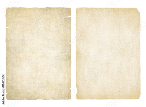 Vintage old paper torn texture set. Antique worn ripped parchment background