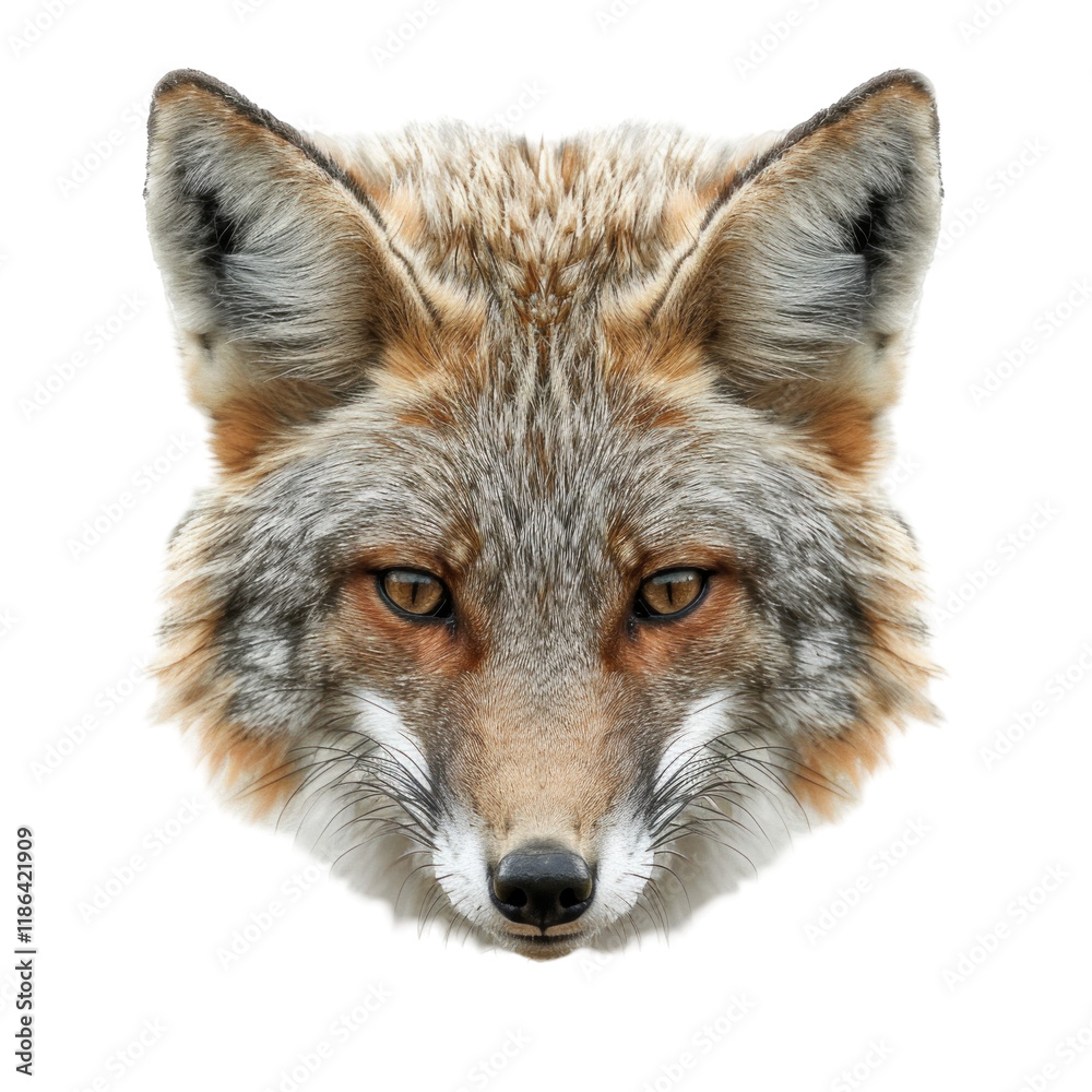 Obraz premium Realistic Jackal Face Isolated on Clean transparent background for Wildlife and Nature Illustrations
