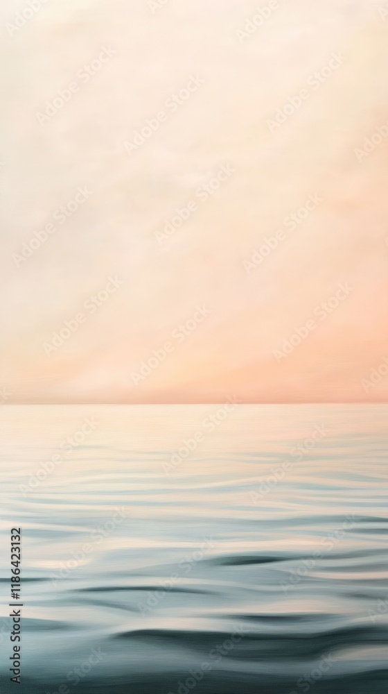 Obraz premium Gentle ripples create a mesmerizing pattern on the water's surface, reflecting the soft pastel hues of the sunset sky, creating a serene and tranquil atmosphere