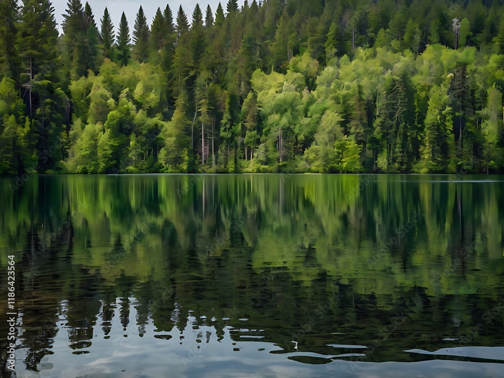 A beautiful landscape view of forest lake view of reservoir A beautiful landscape view of forest lake view of reservoir