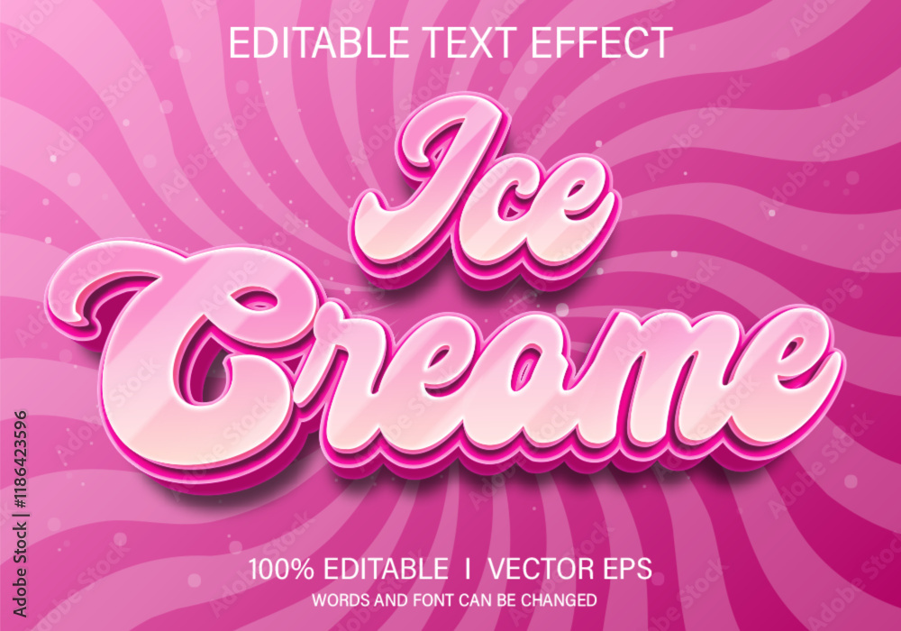 ice creame vector text effect with modern style design