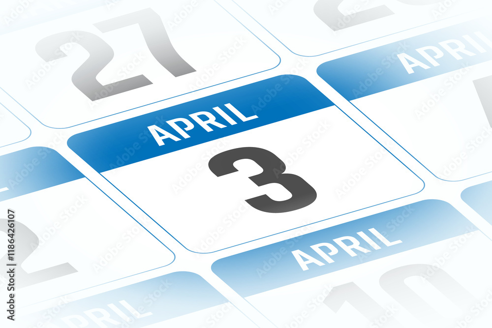 3 April calendar day vector illustration 3 April calendar day vector illustration