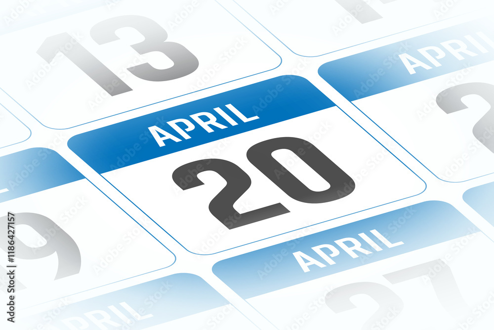20 April calendar day vector illustration