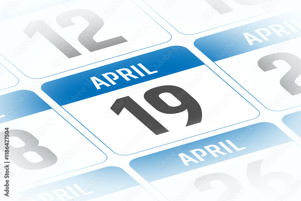 19 April calendar day vector illustration 19 April calendar day vector illustration