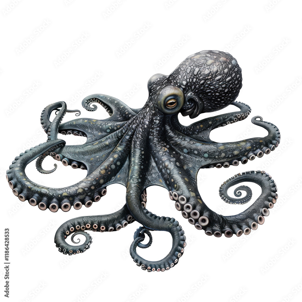 Obraz premium Photorealistic Octopus on Clean transparent background for High-Quality.