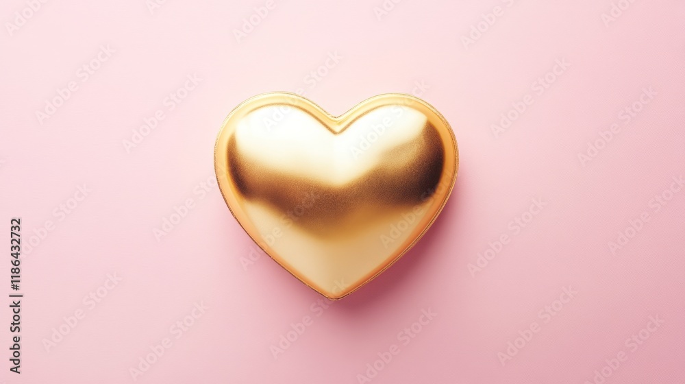 Centered Gold Heart on Light Pink Backdrop