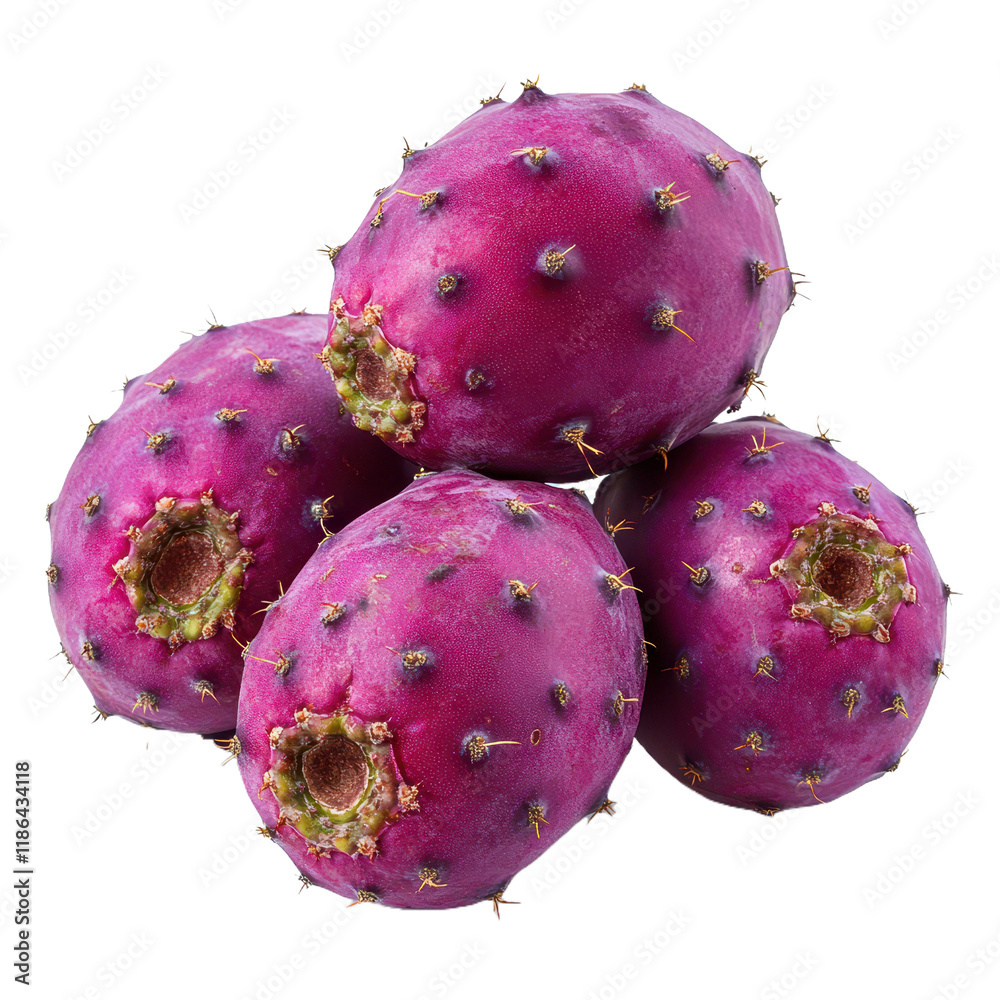 Prickly pear fruit, in a purple color, isolated on transparent png or white background Prickly pear fruit, in a purple color, isolated on transparent png or white background